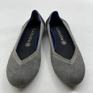Rothy's The Flat Cloud Women's Sz 8 Blue White Grey Birdseye Round Toe Ballet